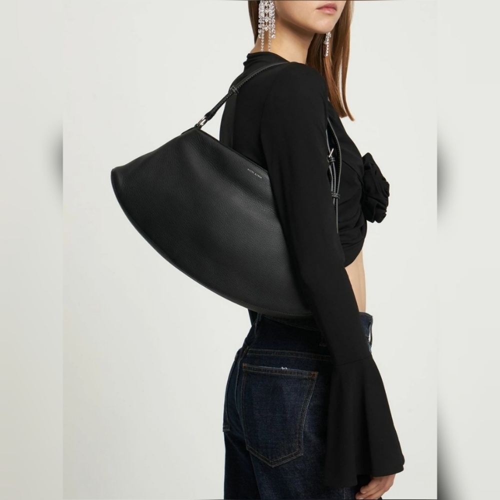 Magda Butrym Maya Black Leather Crescent Shoulder Bag Silver Hardware